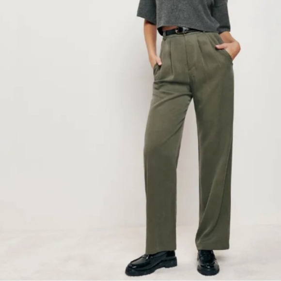 Reformation Mason Pant Color Army 100% Tencel - Picture 1 of 10
